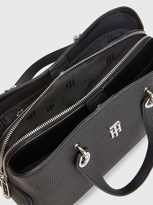 Tommy Hilfiger TH Monogram Medium Satchel Ženske Torbice Črna | TH275RLT