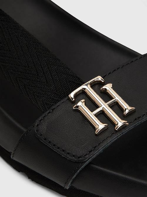 Tommy Hilfiger TH Monogram Strap Ženske Sandali Črna | TH657CGM