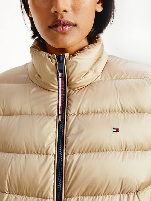 Tommy Hilfiger TH Protect High-Shine Down Puffer Ženske Jakne Bež | TH940BRS