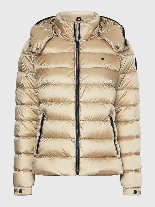 Tommy Hilfiger TH Protect High-Shine Down Puffer Ženske Jakne Bež | TH940BRS