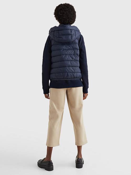 Tommy Hilfiger TH Protect Hooded Padded Vest Ženske Plašč Modra | TH479MAS