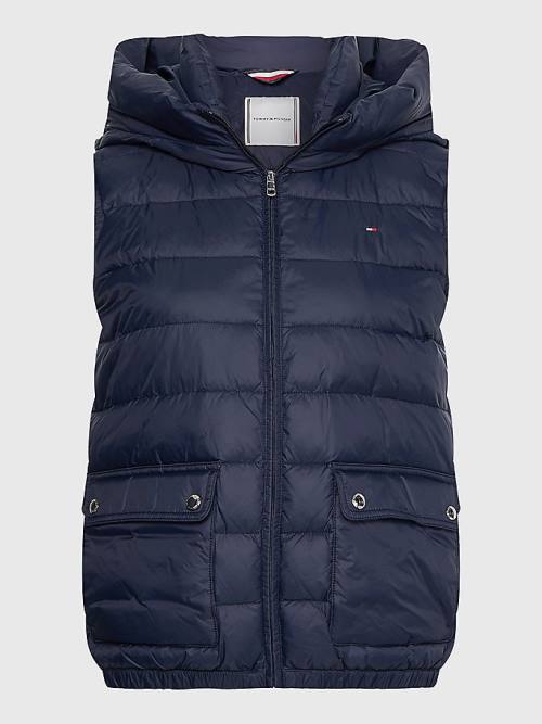 Tommy Hilfiger TH Protect Hooded Padded Vest Ženske Plašč Modra | TH479MAS