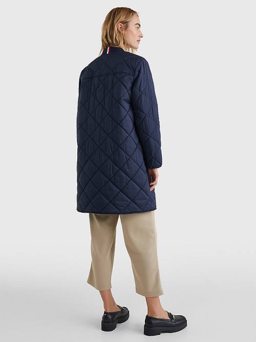 Tommy Hilfiger TH Protect Longline Quilted Bomber Coat Ženske Jakne Modra | TH170KCU