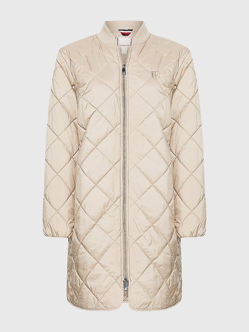 Tommy Hilfiger TH Protect Longline Quilted Bomber Coat Ženske Jakne Bež | TH370MTI