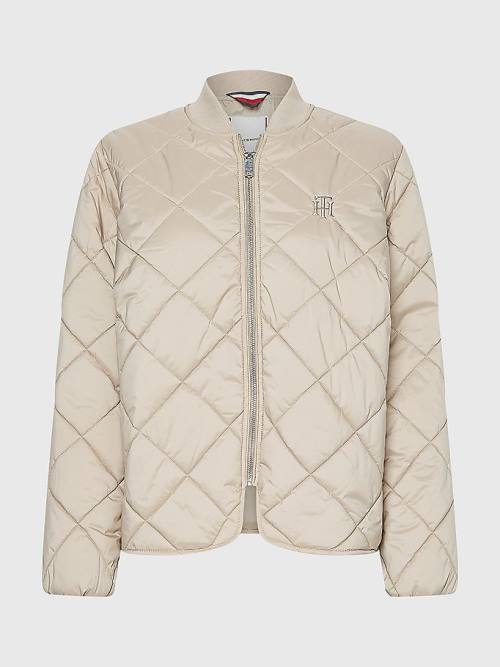 Tommy Hilfiger TH Protect Quilted Bomber Ženske Jakne Bež | TH951OJN