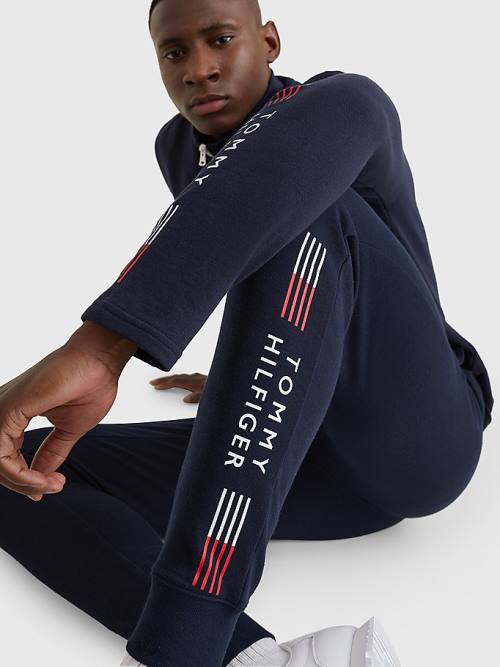 Tommy Hilfiger TH Stretch Cuffed Logo Joggers Moški Pižama Modra | TH681XUK