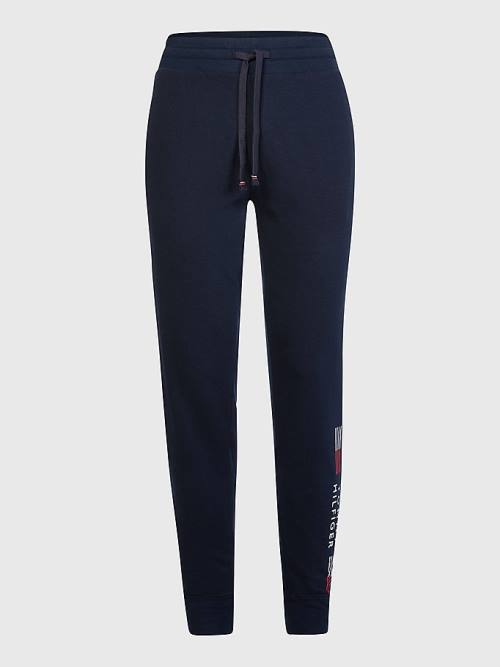 Tommy Hilfiger TH Stretch Cuffed Logo Joggers Moški Pižama Modra | TH681XUK