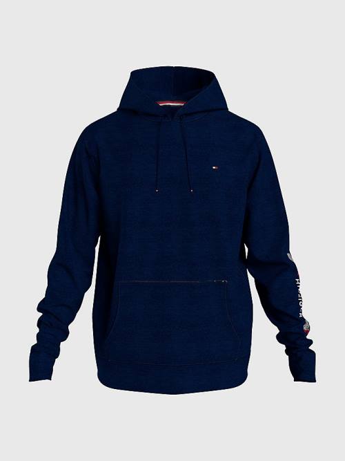 Tommy Hilfiger TH Stretch Logo Sleeve Moški Pižama Modra | TH413NAB