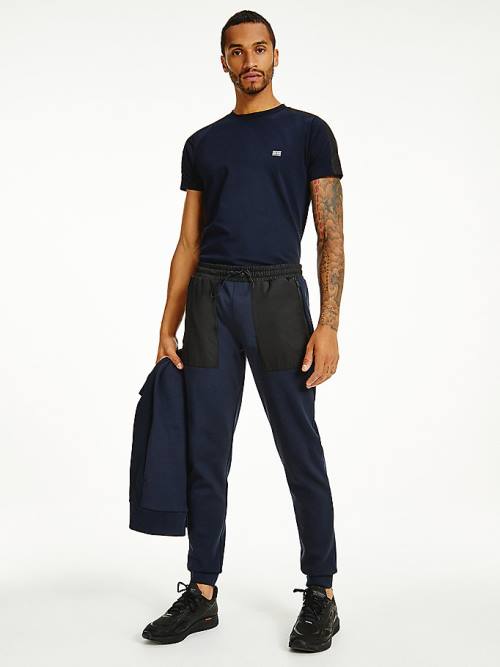 Tommy Hilfiger TH Tech Essential Contrast Joggers Moški Hlače Modra | TH406SZV