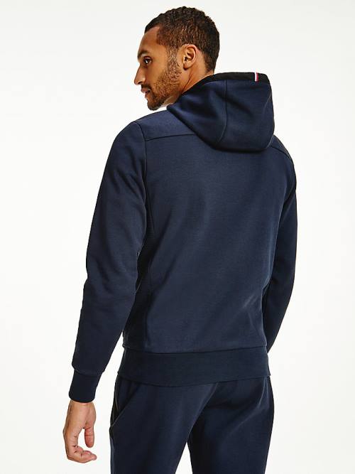 Tommy Hilfiger TH Tech Essential Logo Quarter-Zip Moški Pulover s kapuco Modra | TH439YHB