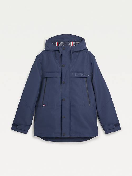 Tommy Hilfiger TH Tech Recycled Hooded Parka Fantje Jakne Modra | TH531NJP