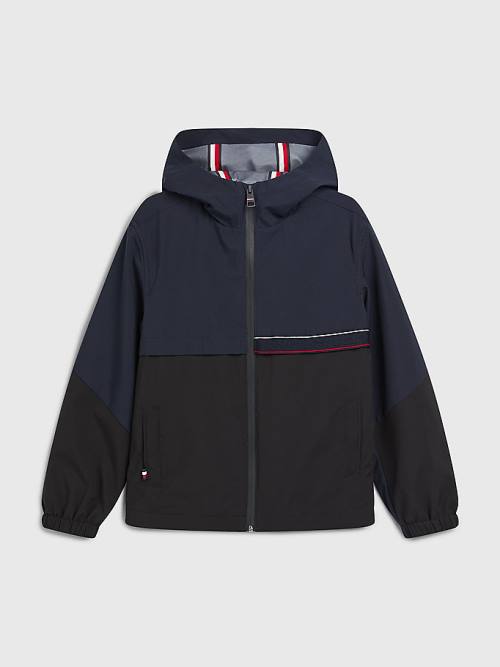 Tommy Hilfiger TH Tech Recycled Polyester Colour-Blocked Windbreaker Fantje Jakne Modra | TH945QRJ