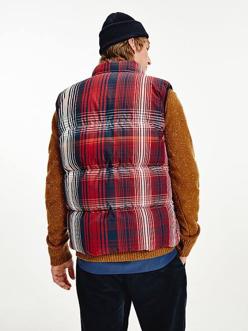 Tommy Hilfiger TH Warm High Loft Check Vest Moški Plašč Rdeča | TH274ZGR