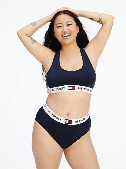 Tommy Hilfiger TOMMYXINDYA High-Waist Briefs Ženske Spodnje Perilo Modra | TH294PLN