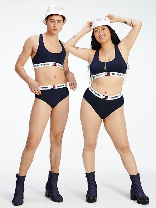 Tommy Hilfiger TOMMYXINDYA High-Waist Briefs Ženske Spodnje Perilo Modra | TH294PLN