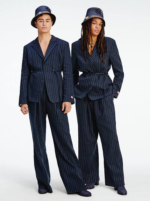 Tommy Hilfiger TOMMYXINDYA Pinstripe Ženske Suknjič Modra | TH701XNH