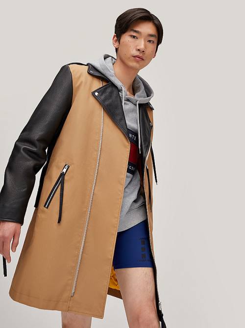 Tommy Hilfiger TOMMYXROMEO Dual-Gender Biker Trench Ženske Plašč Rjav | TH205PUE