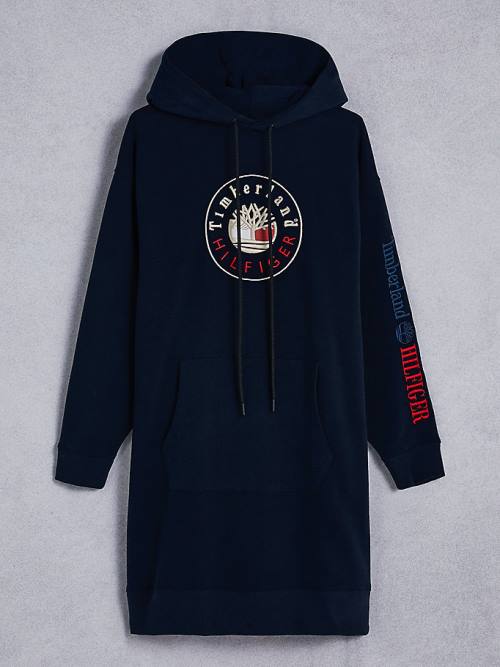 Tommy Hilfiger TOMMYXTIMBERLAND Logo Ženske Obleke Modra | TH350IUR