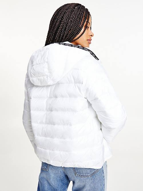 Tommy Hilfiger Tape Detail Quilted Hooded Ženske Jakne Bela | TH596VEY