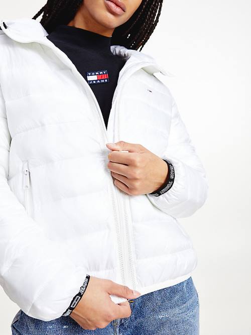 Tommy Hilfiger Tape Detail Quilted Hooded Ženske Jakne Bela | TH596VEY