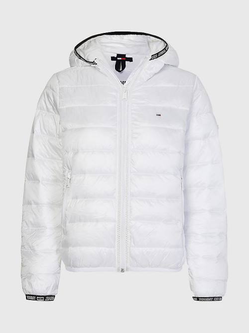 Tommy Hilfiger Tape Detail Quilted Hooded Ženske Jakne Bela | TH596VEY