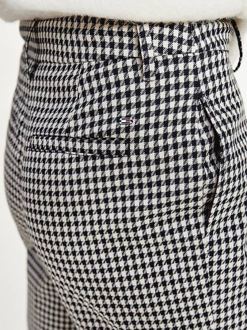 Tommy Hilfiger Tapered Houndstooth Virgin Wool Ženske Hlače Modra | TH982PMZ