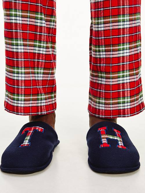 Tommy Hilfiger Tartan Flannel And Slippers Set Moški Pižama Modra | TH426APD