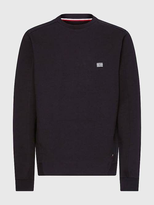 Tommy Hilfiger Tech Essentials Crew Neck Moški Pulover Črna | TH794OAK