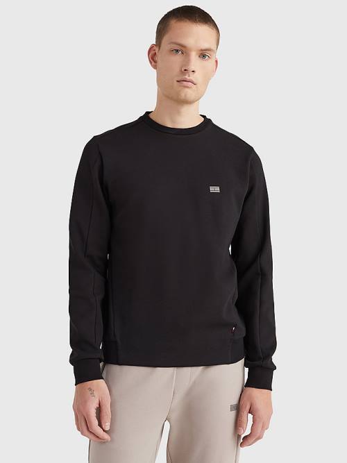 Tommy Hilfiger Tech Essentials Crew Neck Moški Pulover Črna | TH794OAK