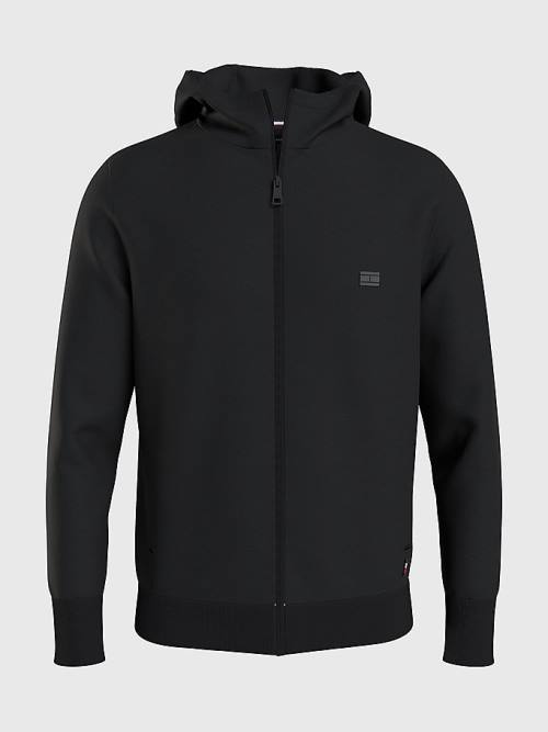 Tommy Hilfiger Tech Essentials Hooded Zip-Thru Moški Pulover s kapuco Črna | TH154JPN