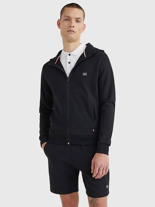 Tommy Hilfiger Tech Essentials Hooded Zip-Thru Moški Pulover s kapuco Črna | TH154JPN