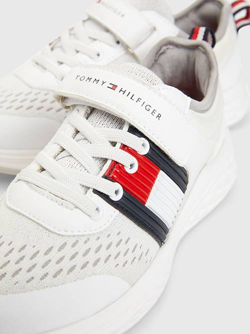 Tommy Hilfiger Textured Flag Mesh Panel Fantje Superge Bela | TH762BEJ