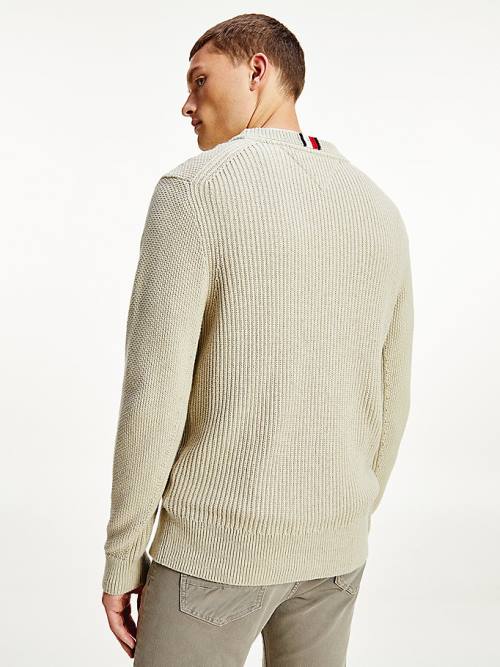 Tommy Hilfiger Textured Relaxed Fit Jumper Moški Puloverji Kaki | TH471EPN