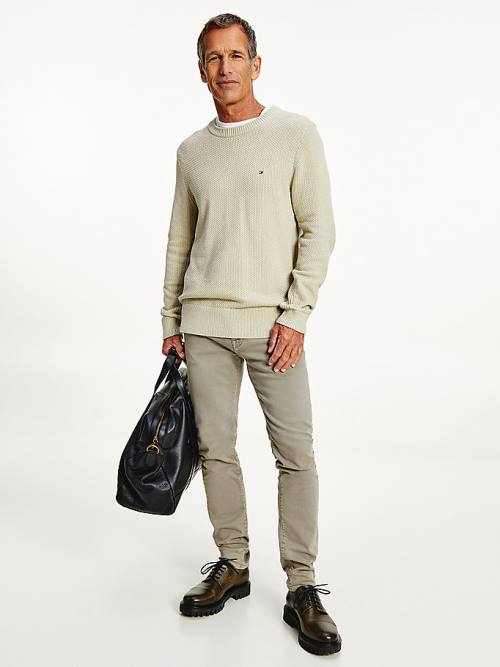 Tommy Hilfiger Textured Relaxed Fit Jumper Moški Puloverji Kaki | TH471EPN