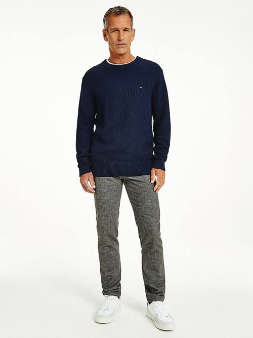 Tommy Hilfiger Textured Relaxed Fit Jumper Moški Puloverji Modra | TH475ZGJ