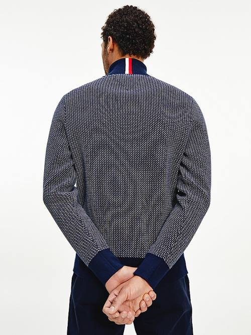 Tommy Hilfiger Textured Roll Neck Jumper Moški Puloverji Modra | TH769HSA