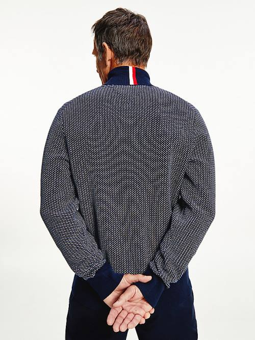 Tommy Hilfiger Textured Roll Neck Jumper Moški Puloverji Modra | TH769HSA