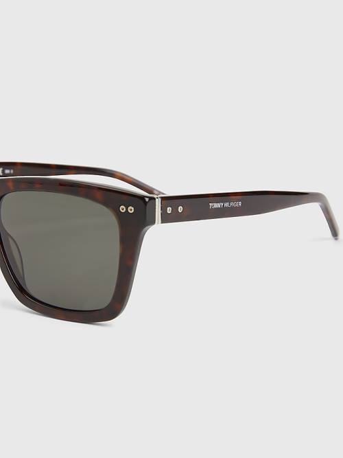 Tommy Hilfiger Thick Rimmed Rectangular Moški Sončna Očala Rjav | TH042OUF