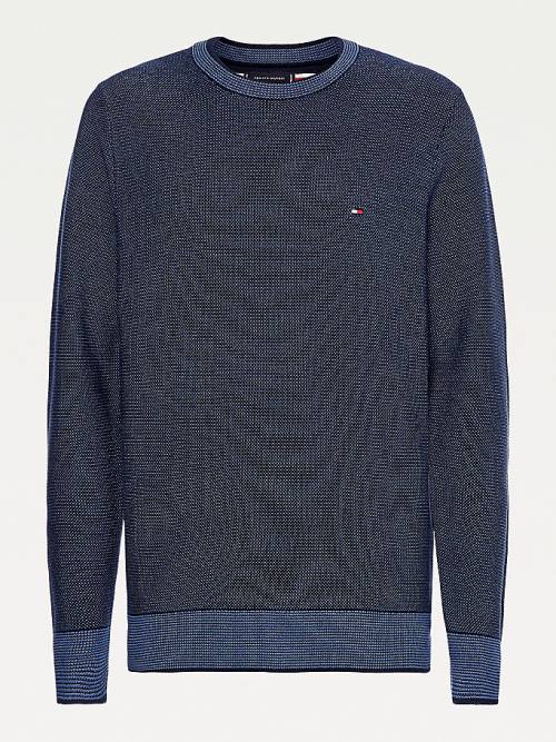 Tommy Hilfiger Three-Tone Organic Cotton Jumper Moški Puloverji Modra | TH096ZRT