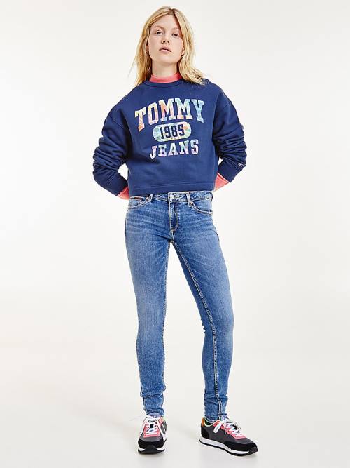 Tommy Hilfiger Tie-Dye Cropped Ženske Pulover Modra | TH842WRX