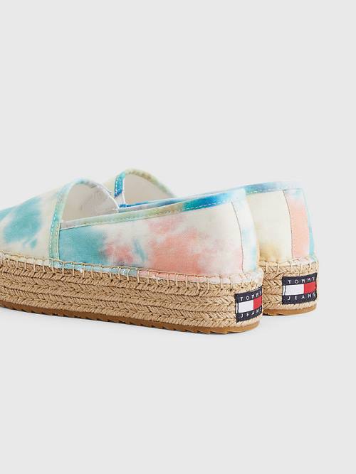 Tommy Hilfiger Tie-Dye Flatform Espadrilles Ženske Loafers Bela | TH786OGI