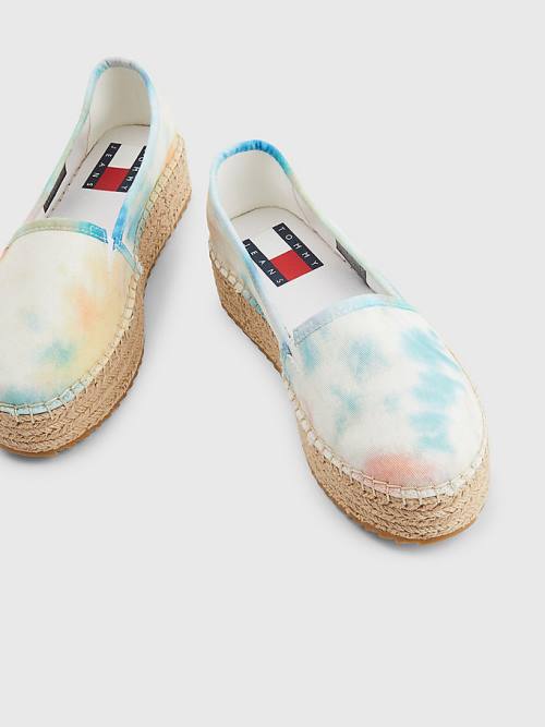 Tommy Hilfiger Tie-Dye Flatform Espadrilles Ženske Loafers Bela | TH786OGI