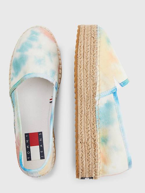 Tommy Hilfiger Tie-Dye Flatform Espadrilles Ženske Loafers Bela | TH786OGI