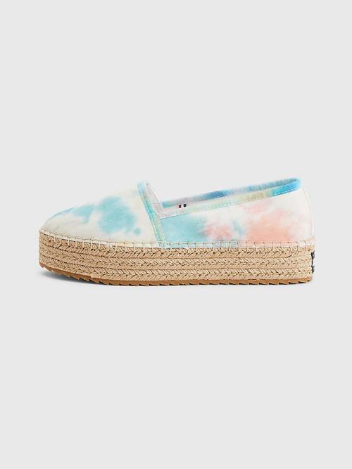 Tommy Hilfiger Tie-Dye Flatform Espadrilles Ženske Loafers Bela | TH786OGI