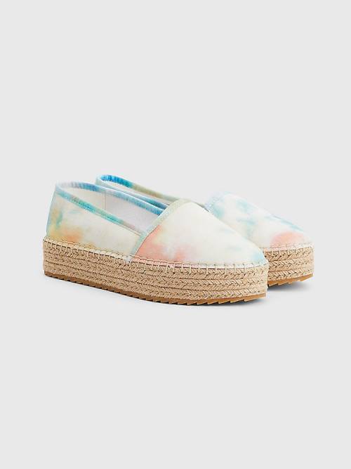 Tommy Hilfiger Tie-Dye Flatform Espadrilles Ženske Loafers Bela | TH786OGI