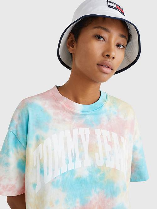 Tommy Hilfiger Tie-Dye Oversized Cropped Ženske Majice Bela | TH213VSO