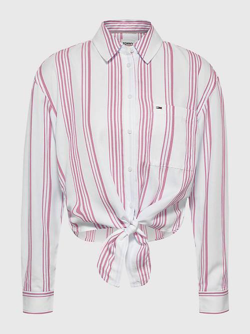 Tommy Hilfiger Tie-Front Stripe Ženske Srajce Roza | TH791REY