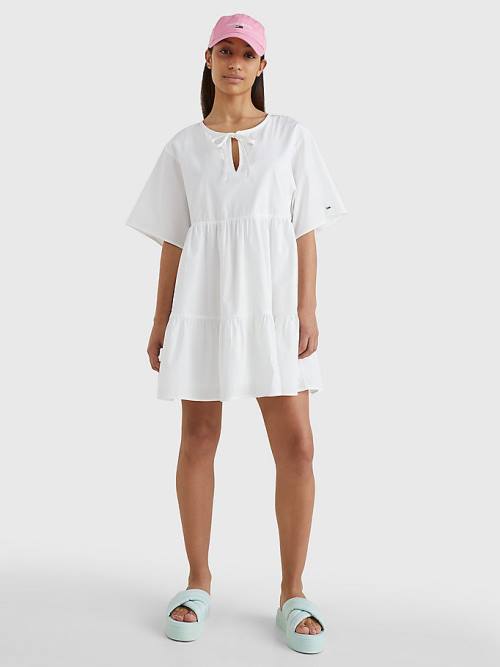 Tommy Hilfiger Tiered Kaftan Ženske Obleke Bela | TH458UAR