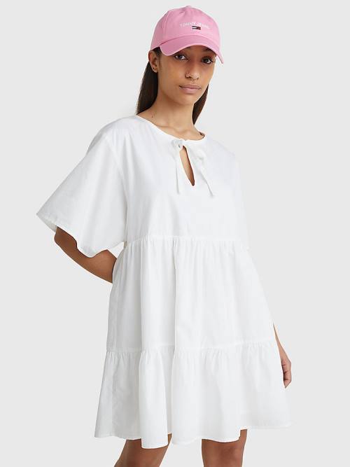 Tommy Hilfiger Tiered Kaftan Ženske Obleke Bela | TH458UAR