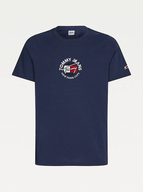 Tommy Hilfiger Timeless Signature Logo Moški Majice Modra | TH518YRT